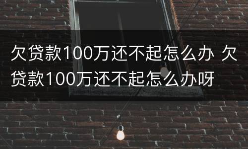 欠贷款100万还不起怎么办 欠贷款100万还不起怎么办呀