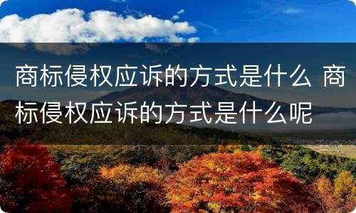 商标侵权应诉的方式是什么 商标侵权应诉的方式是什么呢