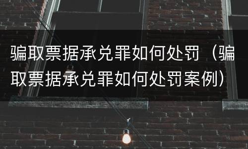 骗取票据承兑罪如何处罚（骗取票据承兑罪如何处罚案例）