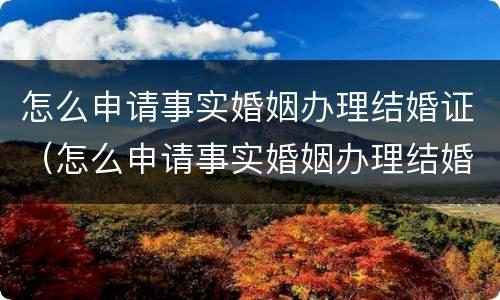 怎么申请事实婚姻办理结婚证（怎么申请事实婚姻办理结婚证书）