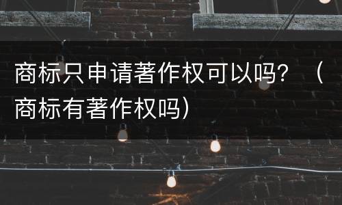 商标只申请著作权可以吗？（商标有著作权吗）