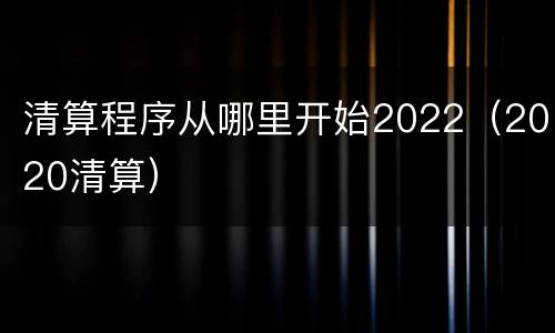 清算程序从哪里开始2022（2020清算）