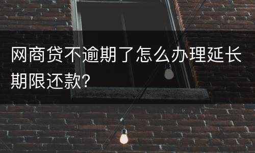 网商贷不逾期了怎么办理延长期限还款？