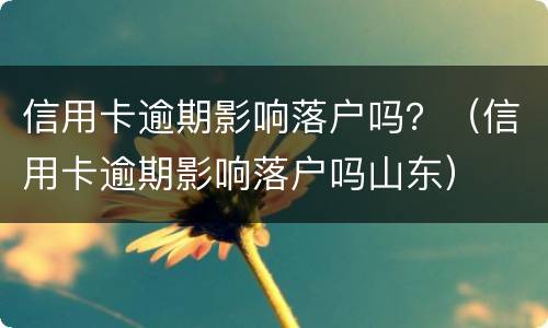 信用卡逾期影响落户吗？（信用卡逾期影响落户吗山东）