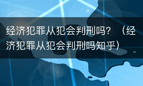 经济犯罪从犯会判刑吗？（经济犯罪从犯会判刑吗知乎）
