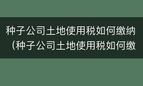 种子公司土地使用税如何缴纳（种子公司土地使用税如何缴纳的）
