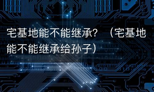 宅基地能不能继承？（宅基地能不能继承给孙子）