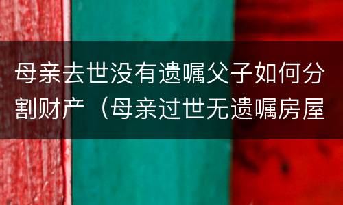 母亲去世没有遗嘱父子如何分割财产（母亲过世无遗嘱房屋如何继承）
