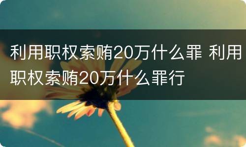 利用职权索贿20万什么罪 利用职权索贿20万什么罪行