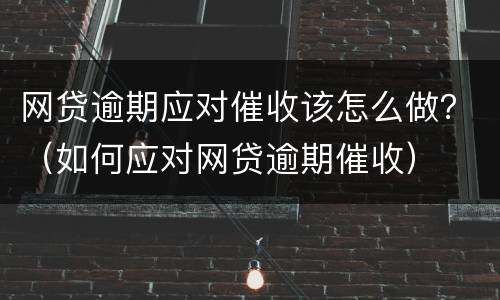 网贷逾期应对催收该怎么做？（如何应对网贷逾期催收）