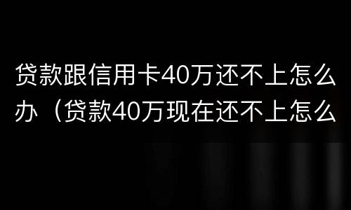 贷款跟信用卡40万还不上怎么办（贷款40万现在还不上怎么办）