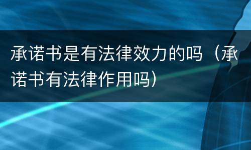承诺书是有法律效力的吗（承诺书有法律作用吗）
