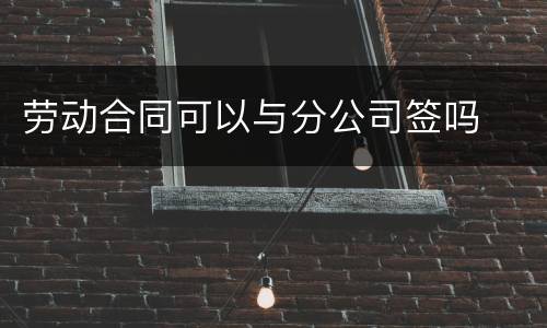 劳动合同可以与分公司签吗