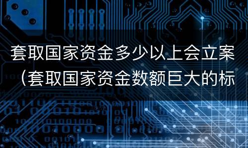 套取国家资金多少以上会立案（套取国家资金数额巨大的标准）