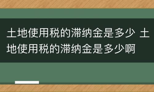 土地使用税的滞纳金是多少 土地使用税的滞纳金是多少啊
