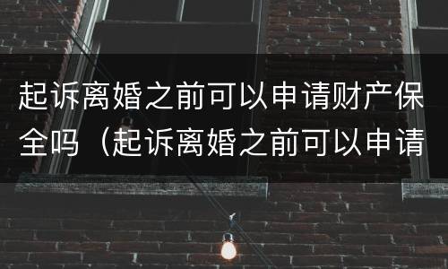 起诉离婚之前可以申请财产保全吗（起诉离婚之前可以申请财产保全吗要多少钱）