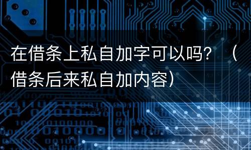 在借条上私自加字可以吗？（借条后来私自加内容）