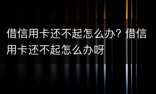 借信用卡还不起怎么办? 借信用卡还不起怎么办呀