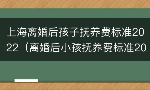 上海离婚后孩子抚养费标准2022（离婚后小孩抚养费标准2020）