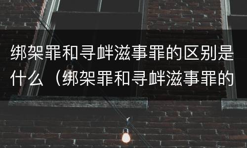 绑架罪和寻衅滋事罪的区别是什么（绑架罪和寻衅滋事罪的区别是什么呢）