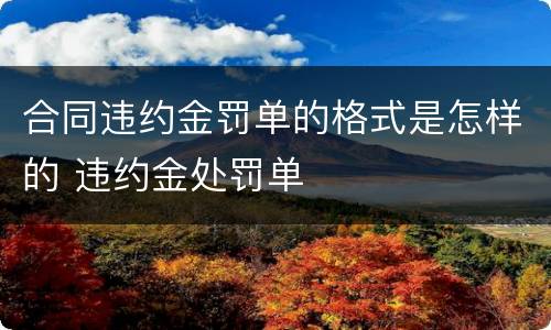 合同违约金罚单的格式是怎样的 违约金处罚单