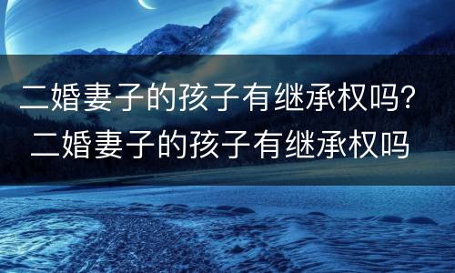 二婚妻子的孩子有继承权吗？ 二婚妻子的孩子有继承权吗