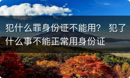犯什么罪身份证不能用？ 犯了什么事不能正常用身份证
