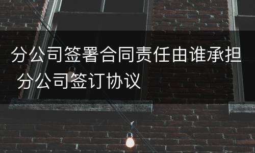 分公司签署合同责任由谁承担 分公司签订协议