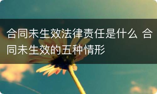 合同未生效法律责任是什么 合同未生效的五种情形