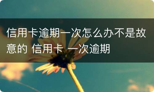 信用卡逾期一次怎么办不是故意的 信用卡 一次逾期
