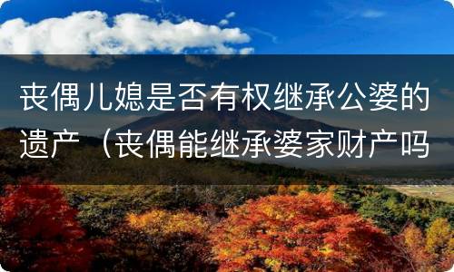 丧偶儿媳是否有权继承公婆的遗产（丧偶能继承婆家财产吗）