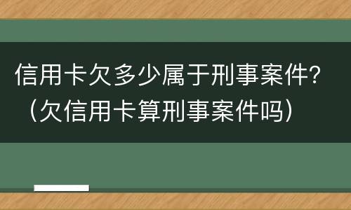 信用卡欠多少属于刑事案件？（欠信用卡算刑事案件吗）