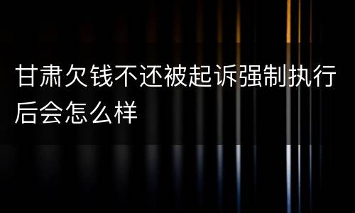 甘肃欠钱不还被起诉强制执行后会怎么样