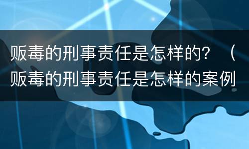 贩毒的刑事责任是怎样的？（贩毒的刑事责任是怎样的案例）