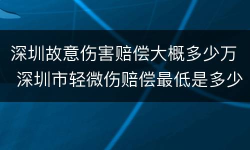 深圳故意伤害赔偿大概多少万 深圳市轻微伤赔偿最低是多少
