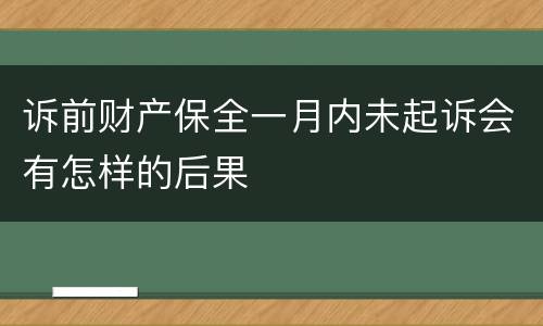 诉前财产保全一月内未起诉会有怎样的后果