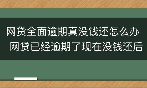 网贷全面逾期真没钱还怎么办 网贷已经逾期了现在没钱还后面可以还吗