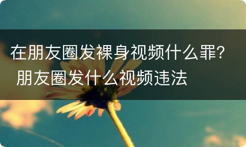 在朋友圈发裸身视频什么罪？ 朋友圈发什么视频违法