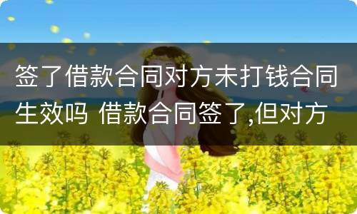 签了借款合同对方未打钱合同生效吗 借款合同签了,但对方没有付款给我,可以主张违约责任吗