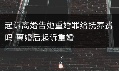 起诉离婚告她重婚罪给抚养费吗 离婚后起诉重婚