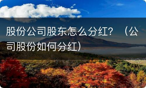 股份公司股东怎么分红？（公司股份如何分红）