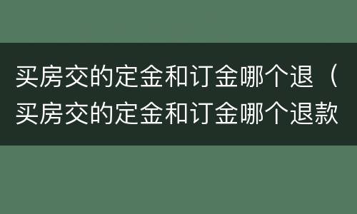 买房交的定金和订金哪个退（买房交的定金和订金哪个退款快）