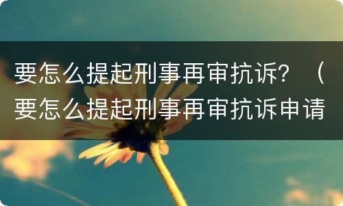 要怎么提起刑事再审抗诉？（要怎么提起刑事再审抗诉申请）