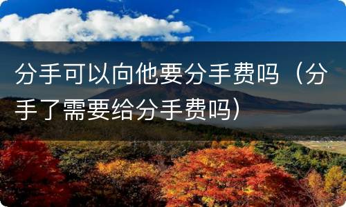 分手可以向他要分手费吗（分手了需要给分手费吗）