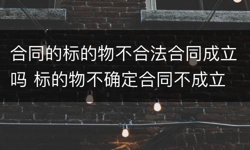 合同的标的物不合法合同成立吗 标的物不确定合同不成立