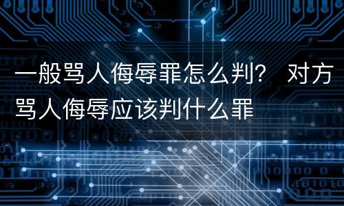 一般骂人侮辱罪怎么判？ 对方骂人侮辱应该判什么罪
