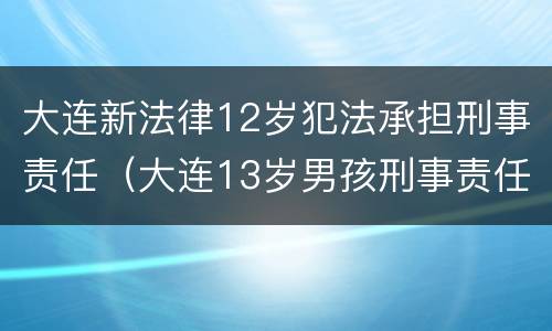 大连新法律12岁犯法承担刑事责任（大连13岁男孩刑事责任）