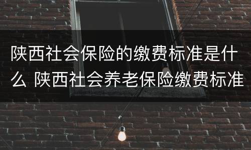 陕西社会保险的缴费标准是什么 陕西社会养老保险缴费标准