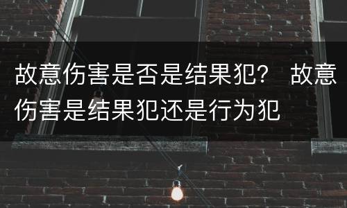 故意伤害是否是结果犯？ 故意伤害是结果犯还是行为犯