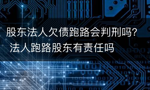 股东法人欠债跑路会判刑吗？ 法人跑路股东有责任吗